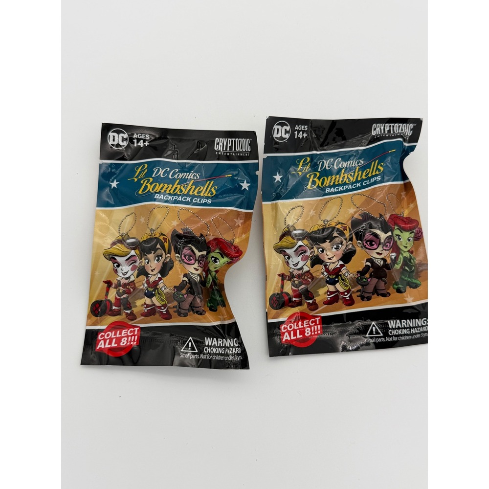 Cryptozoic Lil DC Comics Bombshells Backpack Clips Blind Bags Lot of 2 New